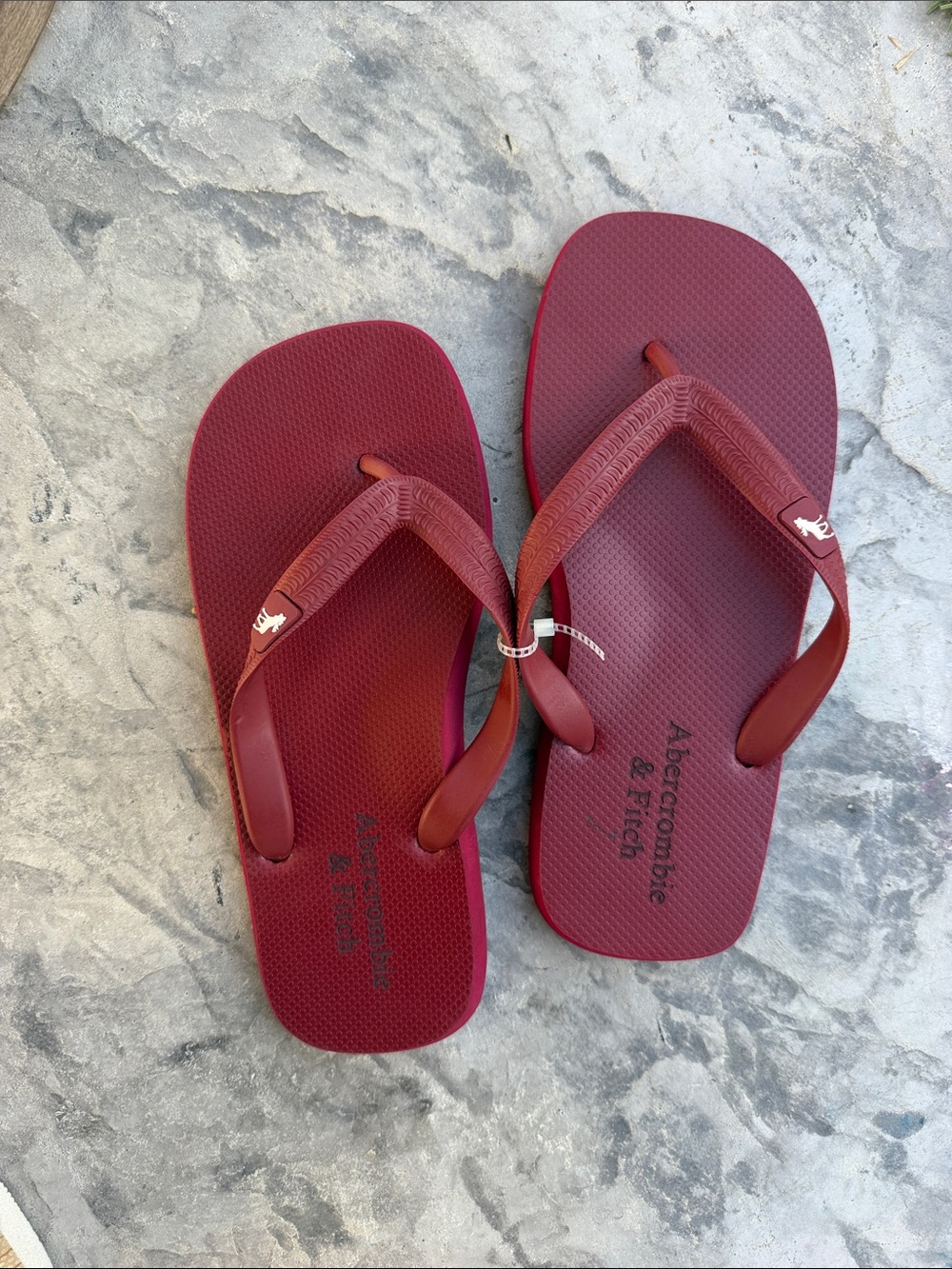 Abercrombie & Fitch Maroon Red Textured Flip Flops